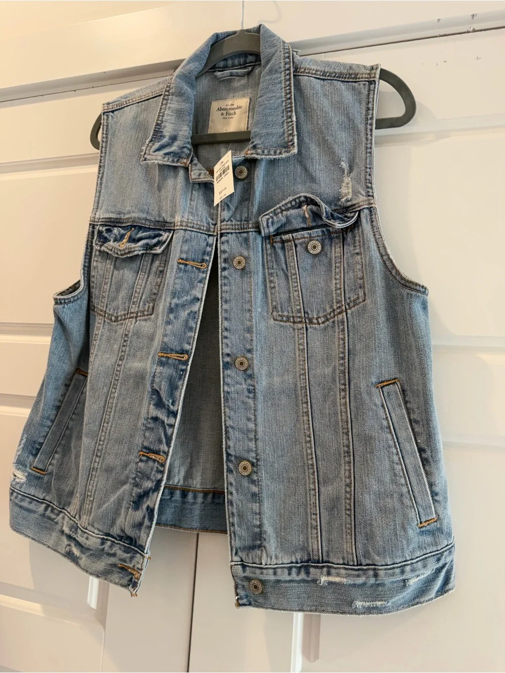 Abercrombie & Fitch Light Blue Denim Vest - Sleeveless Jacket